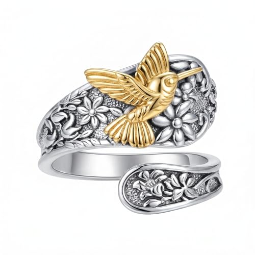 LUANIOL Hummingbird Ring 18K Gold Plated Vintage Adjustable Hummingbird Spoon Ring Animal Jewerly Gift for Women by LUANIOL - Used condition - US$29.31