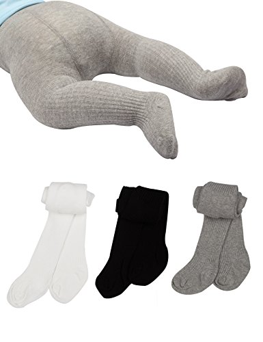 Baby Toddler Girls Tights 3 Pack Knit Cotton Dance Leggings Pants for Infant Girl Stockings (style D lines, 1-2 year)