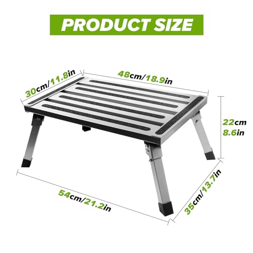 MaxEarn Wohnwagen Trittstufe Klappbar, Klapptritt Trittleiter, Faltbar Tritthocker mit Rutschfester Gummimatte, Trittstuhl für Caravan SUV, Camping oder als Home Küche Bad Fußhocker