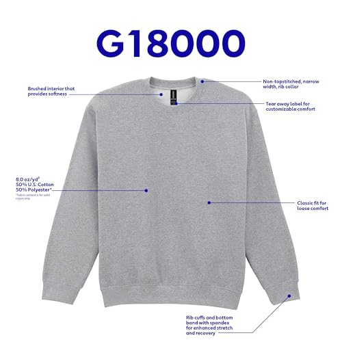 Image of Gildan Men's Cotton Spandex Polyester Blend Crew Neck Sweatshirt