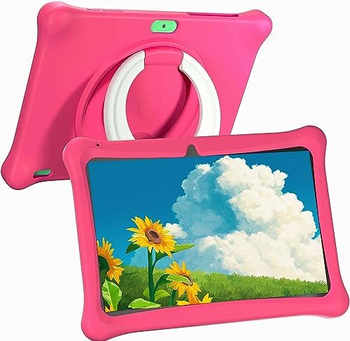 SGIN Android 12 Tablet for Kids, 2GB+64GB Kids Tablets, 10 Inch Kids Tablet, with Case, WiFi, Dual Camera, Parental Control APP, Educational Games, iWawa Pre Installed (Pink)