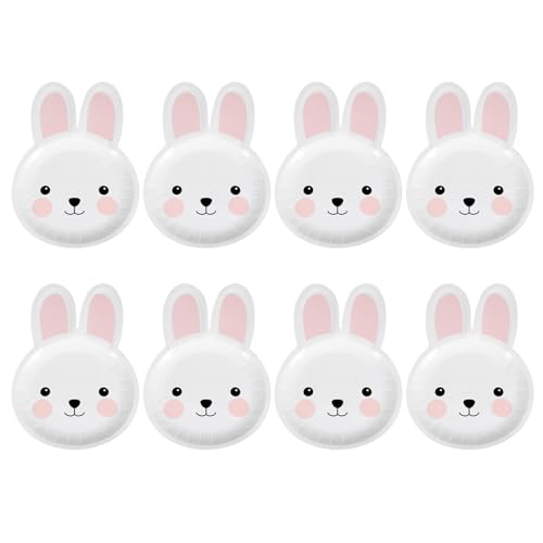 DIYEAH Juego de 8 Platos de Papel Desechables con Forma de Conejo para Fiesta de Pascua, Diseño Seguro para Alimentos y Uso Familiar