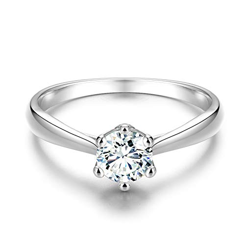 0.5 Ct Classic Round Solitaire Engagement Promise Ring Brilliant Cut Zircon Open Cathedral Setting