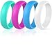 ThunderFit Silicone Rings Wedding Bands for Women 4 Pack (Rose Pink, Blue, White, Teal, 5.5-6 (16.5mm))