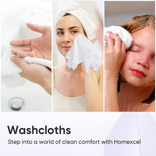 Image of HOMEXCEL Microfiber Washcloths 24 Pack, Highly Absorbent and Soft Face Towel, Multi-Purpose White Wash Cloths for Bathroom, Hotel, Spa, Gym, and Kitchen, 12x12 Inch