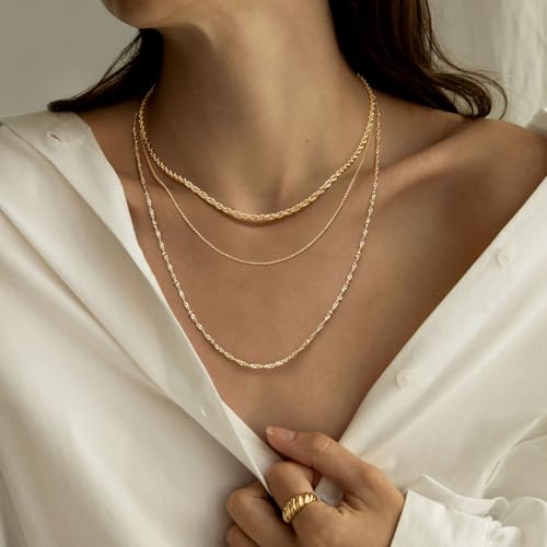 14K Gold Necklaces for Women Mens 14K Gold Chain for Men Rope Chains Necklace for Mens Chain Dainty Golds Necklace for Womens Non Tarnish Men Chains Link Necklaces for Women 16-30in3