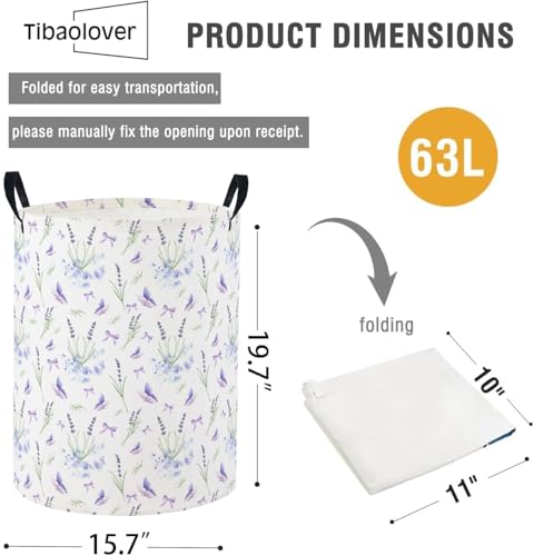 Image of Baby Laundry Basket Baby Nursery Hamper Kids Laundry Basket Toy Storage Bin for Boys Room Decor Gift Baskets for Bedroom Bathroom(Lavender)