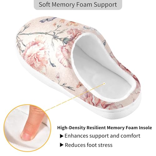 Sweet Carnation Rose Gold Women Home Cotton Slippers Closed Toe Memory Foam Home Slippers for Hotel Christmas Presents 6-72