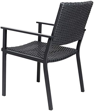 C-Hopetree Outdoor Dining Chair for Outside Patio Table, Metal Frame, Black All Weather Wicker