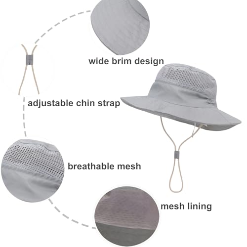 Baby Sun Hat UPF 50+ Outdoor Adjustable Beach Hat with Wide Brim Bucket Hats for Toddler Boys Girls 0-6 Years2