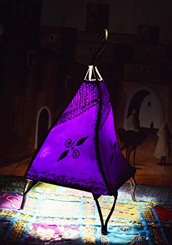 Lámpara Henna de cuero artesanal moroco morada miniatura 2