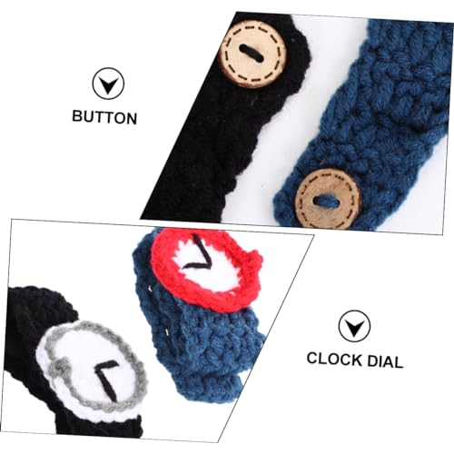 FAVOMOTO 2pcs Funny Cartoon Knitted Wristwatches for Couples and Students Soft Bracelets and Black for Parties and Festivals4