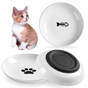 CSD Cat Food Bowl (3 Pack) – Ceramic Cat Bowls with Nonslip Silicone Bottom, Whisker Friendly, 200ml Capacity