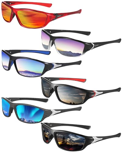 Image of Frienda 6 Pack Polarized Sport Sunglasses for Men Multipack Fit over Glasses Pack Lot Set Men's Sport Fishing Eyeglasses
