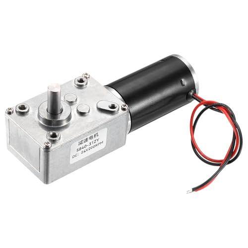QUARKZMAN Motor reductor de gusano reversible de 24V CC a 200 RPM Motor reductor de 8 mm de eje en forma de D Caja de engranajes de alto par para barredoras