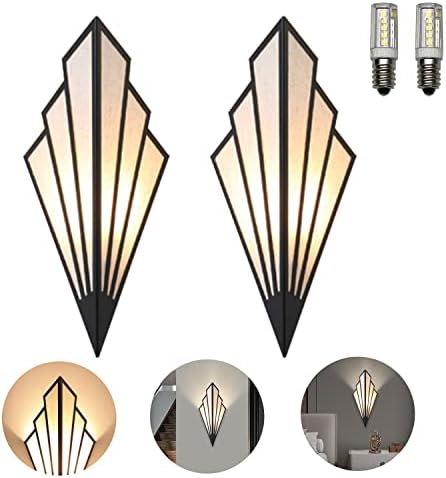 2PCS Wall Sconces European-Style Fan-Shaped LED Wall Light Fixture,Antique Wrought Iron Wall Lamp Fitting Art Deco G9 Wall Sconce Art Deco for Living Room Bedroom Aisle( Color:Black )