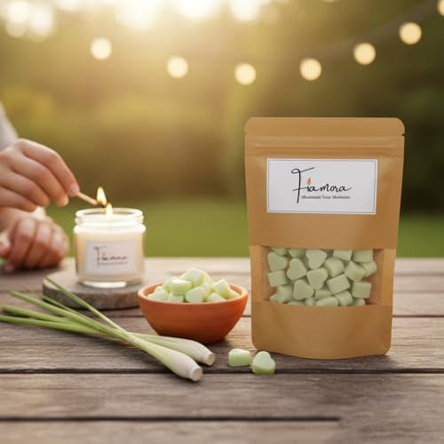 Image of Wax Melts | Organic Soy Wax | Essential Oil Infused | Citronella Fragrance | Heart Shape Aroma Melts | Outdoor & Indoor Freshener | Safe Smoke-Free Scent | 80 GMS