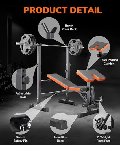 Image of Multi-Function All in 1 Weight Bench Set - Multi-Positions Heavy Duty Weight Lifting Sit Up Bench Workout Benchs Folding Bench Press for Home Gym