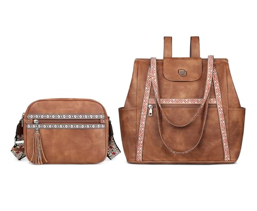 FADEON Crossbody Bags for Women & Laptop Tote Bag Brown Collection