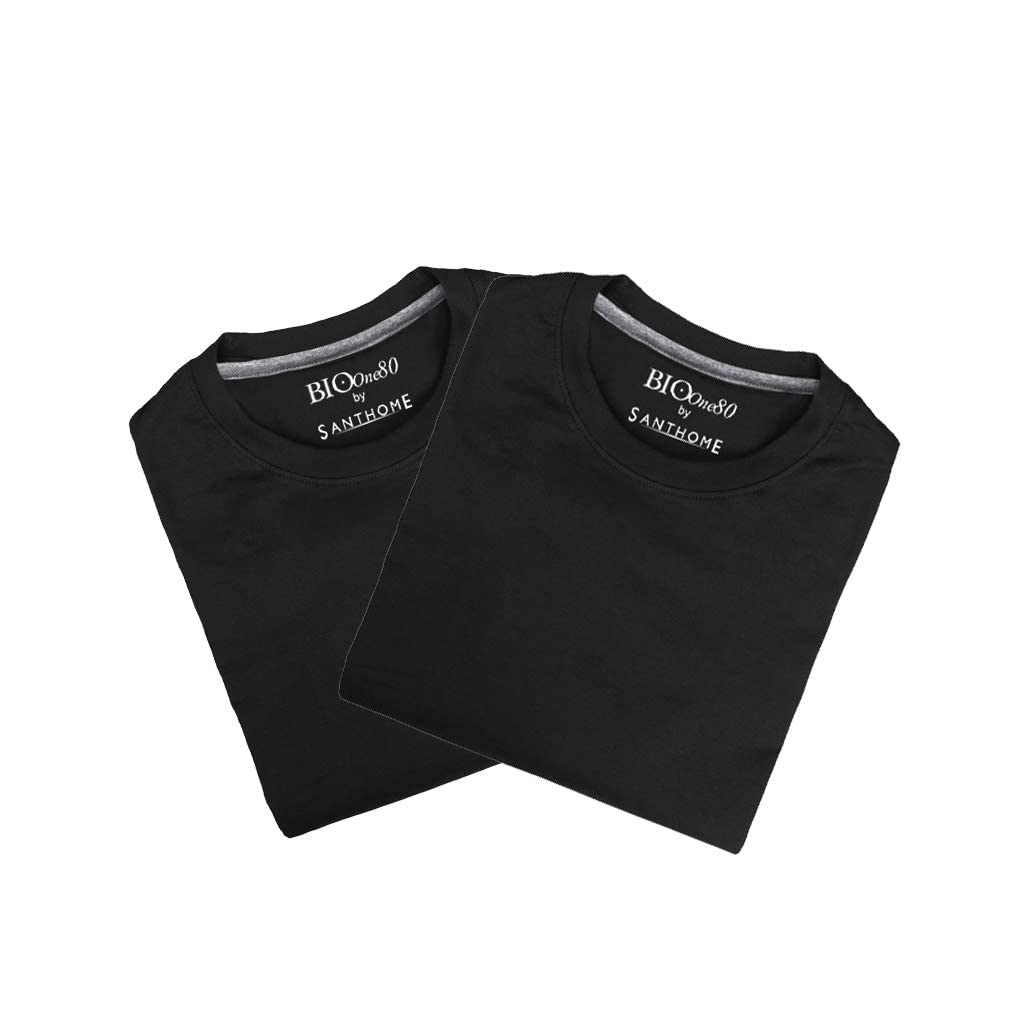 SANTHOME(4 Pack) Santhome Bio180 Men’s 180gsm 4 pcs Wholesale/Bulk/Pack Cotton T-Shirts Short Sleeve Crew Neck