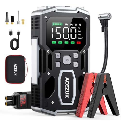 Portable Car Jump Starter with Air Compressor, ACEZUK 150PSI 7000A Jump Starter (All Gas/10.0L Diesel), 12V Battery Jump Box Car Battery Jumper Starter with 3.4