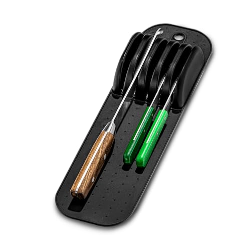 madesmart Premium Antimicrobial Classic Small In-Drawer Knife Mat, Soft-Grip, Non-Slip Drawer Organizer, Long-Lasting Home Organization, EPA Certified, Carbon