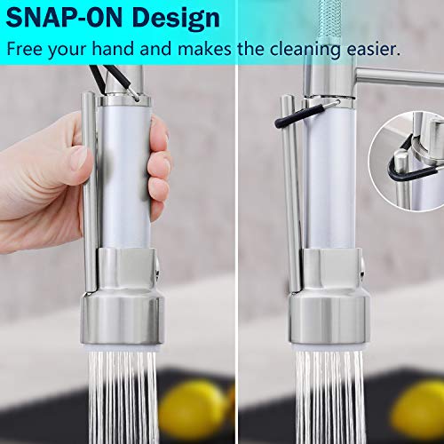 Djs Kitchen Faucet With Pull Down Sprayer, Faucet For Kitchen Sink, High Arch Stainless Steel Single Handle Spring Kitchen Faucets With Deck Plate For 1 Or 3 Holes For Sink. Djs-Cflt-2020N-Lock-Led-Dp #TOP2