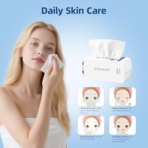 200 Stück Gesichtsreinigungstücher, Einweg Baumwoll Abschminktücher Ultraweich Einmalwaschlappen für Empfindliche Haut, Babytücher, Hautpflege, Make-up-Entfernung, Reinigung