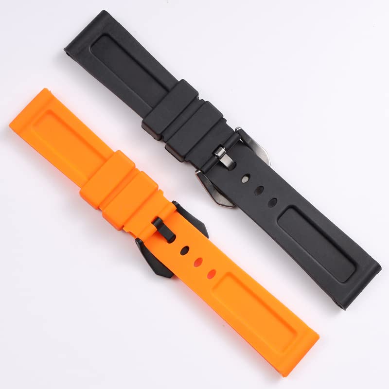 Czarny pomarańczowy gumowy pasek do zegarka 22 24 26 mm do zegarka Panerai wodoodporny silikonowy pasek na nadgarstek