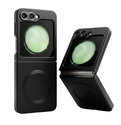 Image of amazon basics Premium Mag-Safe Case for Samsung Galaxy Z Flip 5 | Shockproof & Anti-Scratch Cover | Soft Silicone with Wireless Charging | Camera Lens Guard - Black