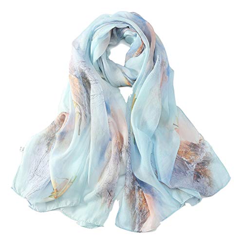 Floral Print Long Silk Chiffon Scarf JWSilk et écharpe en soie pour femme