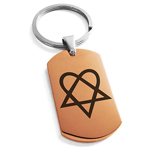 Stainless Steel Heartagram Symbol Dog Tag Keychain Keyring