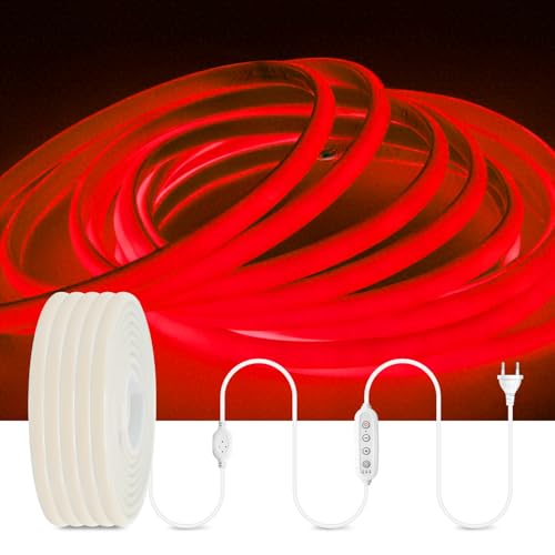 HEGEHE Dimmable Lumière au néon LED COB avec Fonction Minuterie, 230V 288 LEDs/m Ruban Led Flexible Néon Bande Led, IP65 Etanche Bande Lumineuse Super...