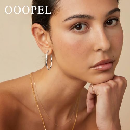 OOOPEL Gold Hoops Earrings for Women, Big 925 Sterling Silver Hoop Earrings Lightweight Hypoallergenic Sterling Silver Hoop Earrings for Women 30MM 40MM 50MM 60MM4