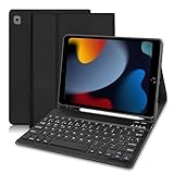 【Teclado Magnético Desmontable】 El teclado es desmontable, por lo que puedes separarlo de la funda protectora en cualquier momento o ajustar su posición según tus necesidades. Para su comodidad, este teclado iPad 10.2