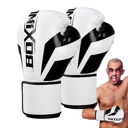 Juego de guantes de boxeo profesionales: guantes de cuero ajustables, equipo de entrenamiento pesado, guantes ventilados del tanque de palma, guantes duraderos para artes marciales mixtas, kickboxing