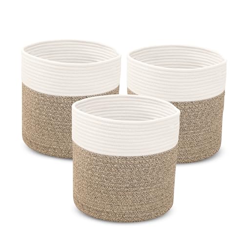 Casa Mina® Aufbewahrungskorb geflochten aus Baumwolle für Kinderzimmer I Schadstofffreie Korb Aufbewahrung aus Naturmaterial I Robuster Baumwollkorb mit Griffen I Regalkorb geflochten | 3er Set Casa Mina® Aufbewahrungskorb geflochten aus Baumwolle für Kinderzimmer I Schadstofffreie Korb Aufbewahrung aus Naturmaterial I Robuster Baumwollkorb mit Griffen I Regalkorb geflochten | 3er Set