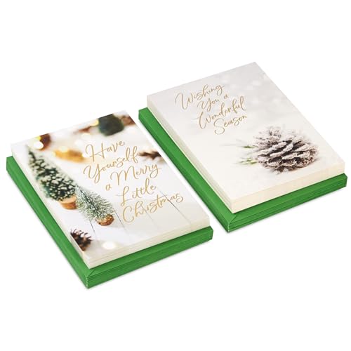 Tarjetas de Navidad Hallmark con árboles de cepillo ideales para acompañar regalos 3