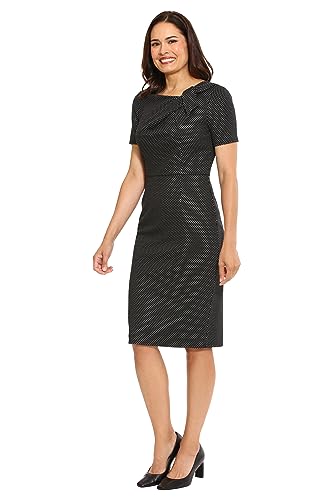 London Times Women's Sheath Dress with Draping and Bow and Twist Detail at Neck2