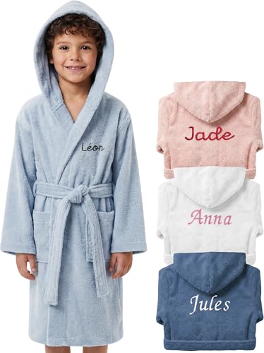 Peignoir de bain enfant personnalisé brodé en pur coton pour un cadeau de Noël unique