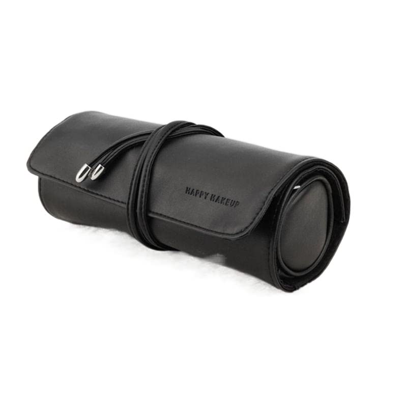 Women's Makeup Brush Bag Rolling Cosmetic Brushes Protector Leather Case Beauty Tools Pouch Holder Storage Organizer (Color : Black)