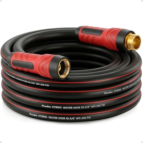 Garden Hose 25ft x 5/8', NON-EXPANDABLE Heavy Duty...