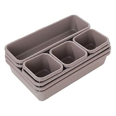 Desk Drawer Organiser Trays Drawer Box Storage Plastic Organisers Divider Interlocking Premium Storage Container Box Tidy and Handy Trays for Bedroom Kitchen Bathroom Cabinet Storage Office Makeup Cover
