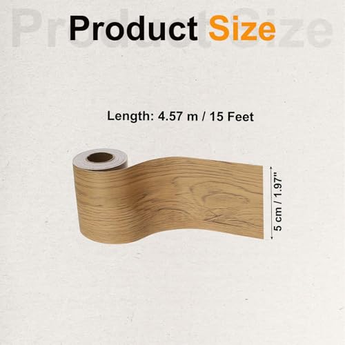 Image of PATIKIL Wood Grain Tape 2 inch x 32 ft, Self-Adhesive Wood Texture Repair Tape Realistic Wooden Effect Patch for Furniture Cabinets Floor Walls, Yellow Teak