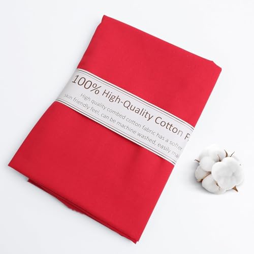 Red Cotton Fabric Natural 100% Cotton Poplin Fabric by The Yard 59 Inches Wide Lining Fabric for Sewing Apparel Cloth Soft Embroidery Quilting 1 Yard