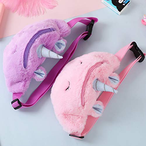 PRETYZOOM Cartoon Unicorn Children Waist Bag Adjustable Crossbody Plush Chest Bag for Kids Travel Outdoor Activities - Image 4