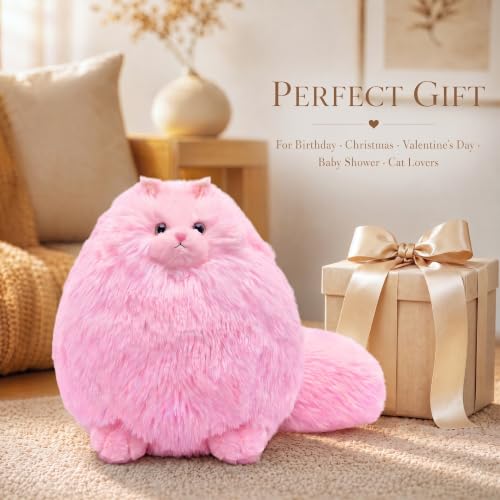 Image of Winsterch Cat Plush Stuffed Animal Toy, 10-Inch Pink Stuffed Cat for Girls