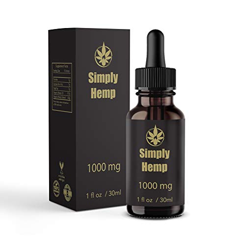 Gotas de aceite de cáñamo Simply Hemp 10% ~ 1000 mg | 30 ml | Ayudan a reducir el estrés, la ansiedad y el dolor | Veganas