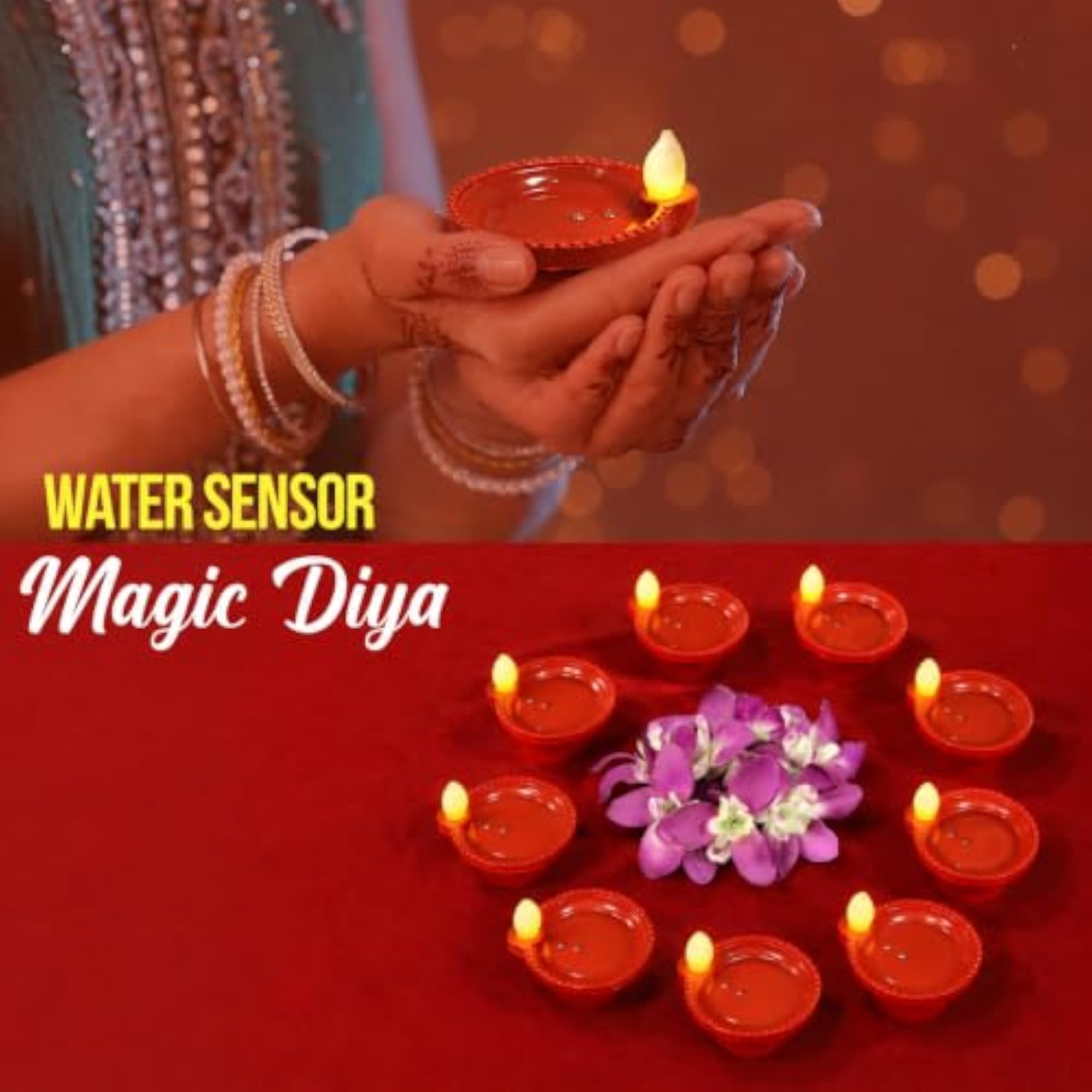 24 Pcs Water Sensor Diya Lights