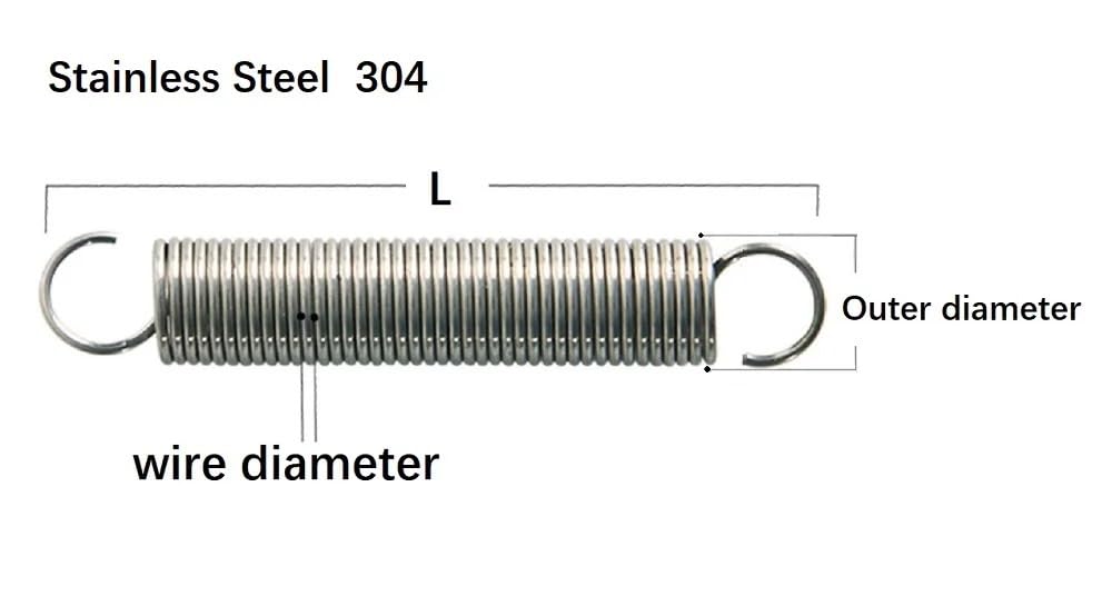 10pcs Extension Compressed Springs, 304 Stainless Steel Tension Spring Wire Dia 0.3 0.4 0.5 0.6mm, Mechanical Spring(15MM X 0.6MM X 5MM)